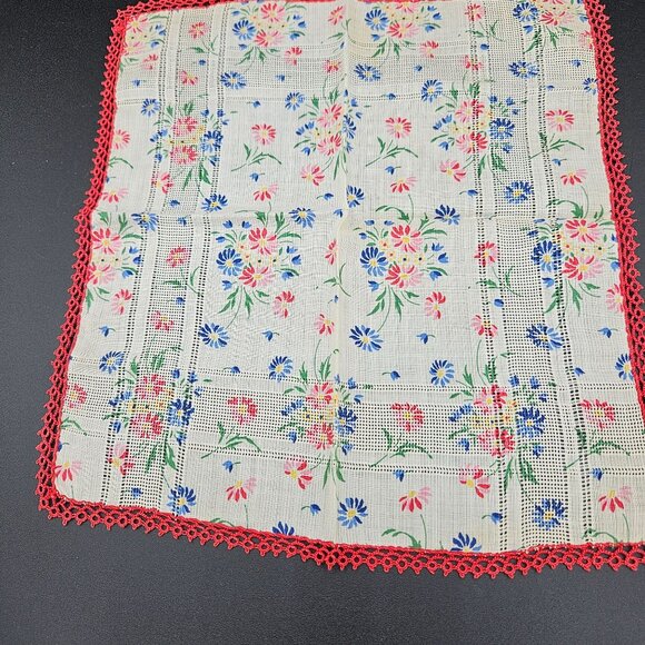 Vintage Handkerchief Lot Of 8 Embroidered & Printed Designs Cotton/linen blend - Picture 15 of 16